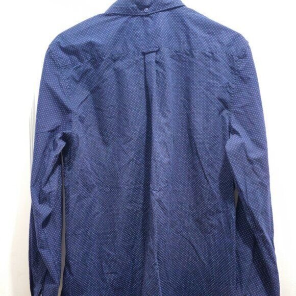 Denim & Flower By Ricky Singh Mens Slim Fit Navy Button-Down Shirt Size L Made I - Picture 13 of 13